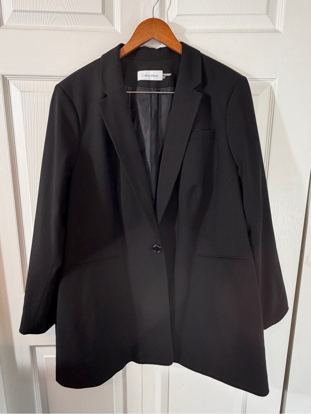 Calvin Klein One Button Longline Blazer Black Womens Plus Size 22